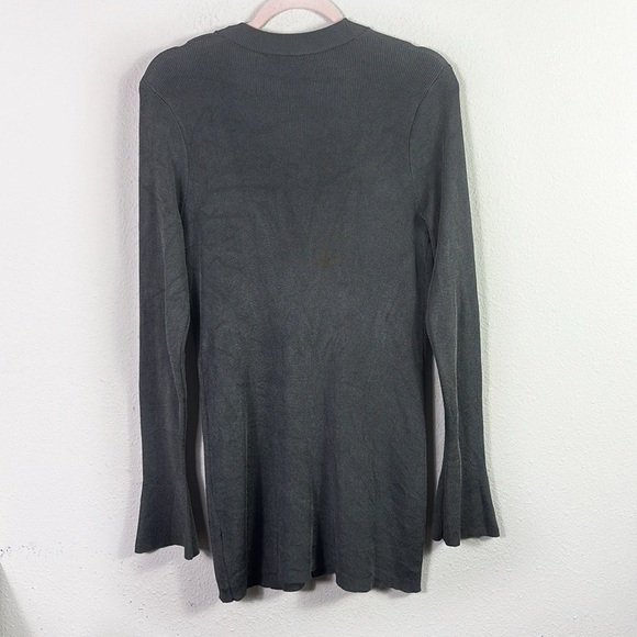 L’AGENCE Lucas longline button down ribbed cardigan dark grey size Medium - Picture 11 of 11